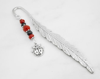 Ladybug Bookmark - Silver Insect Bookmark, Ladybug Teacher Gifts, Insect Gifts, Ladybug Gifts, Lady Bug Stationary, Ladybug Charm Bookmark