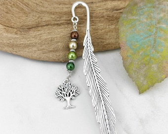 Tree Bookmark: Beaded Nature Charm Book Marker, Teacher Gift