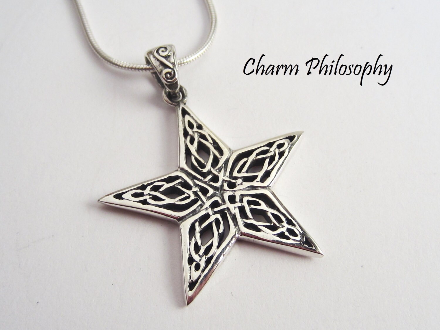 Celtic Star Necklace 925 Sterling 