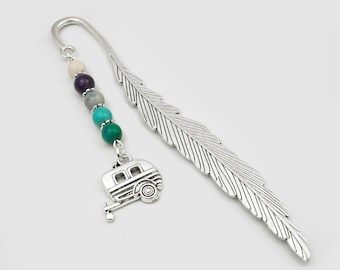 Camping Trailer Bookmark: Metal Beaded Camper Gifts