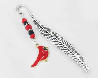 Red Cardinal Bookmark - Tibetan Silver Book Marker - Unique Bookmarks - Red Bird Charm Bookmark - Cardinal Gifts for Memorial Bookmark