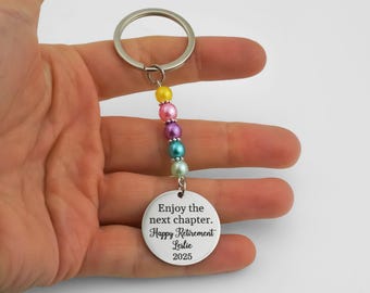Custom Retirement Keychain - Laser Engraved Key Chain for Retirement - Personalized Key Rings - Unique Retirement Gifts for Women and Men