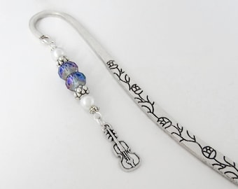 Violin Bookmark - Violin Charm Bookmark, Violinist Gift, Tibetan Silver Charm Bookmark, Unique Music Bookmarks, Musical Instrument Gifts