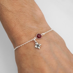 Bracelet ou chaîne de cheville symboles de cartes à jouer - Bracelet avec pierres de naissance en argent sterling 925 - Bracelet poker - Bracelet chaîne Rolo - Bracelet délicat