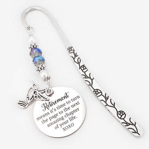 Custom Retirement Bookmark with Hummingbird Charm - Tibetan Silver Bookmark - Teacher Retirement Gifts - Retirement Gifts for Women and Men
