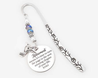Custom Retirement Bookmark with Hummingbird Charm - Tibetan Silver Bookmark - Teacher Retirement Gifts - Retirement Gifts for Women and Men