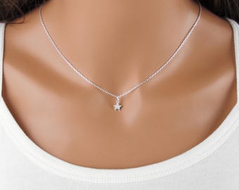 Tiny Star Necklace - Minimalist Necklace - 925 Sterling Silver Star Charm - Simple Everyday Jewelry - Star Jewelry