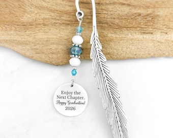Custom 2026 Graduation Bookmark: Metal Charm Beaded Book Marker