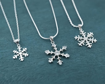 Sterling Silver Snowflake Necklace: Christmas Jewelry, Everyday Winter Charm