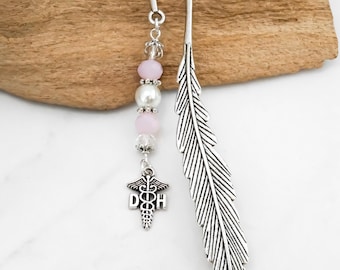 Dental Hygienist Bookmark - DH Caduceus Charm Bookmark - Dental Office Gifts - Dental Hygienist Gift - Metal Bookmark - Unique Bookmark