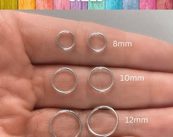 Sleeper Earrings - Pair of Minimalistic Hoop Earrings - Small Silver Hoops - 925 Sterling Silver - 12mm, 10mm and 8mm - Tragus Earrings