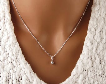 Tiny Teardrop Necklace - Dainty Necklace - Minimalist Jewelry - 925 Sterling Silver Tear Drop Charm - Simple Necklace - Minimal Necklace