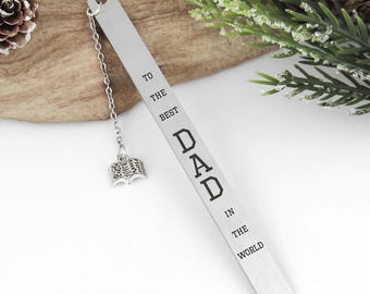 Father's Day Gift for Book Lovers - To The Best Dad In The World - Stainless Steel Dad Bookmark - Father's Day Gift from Daughter or Son