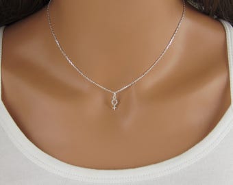 Tiny Gender Symbol Necklace - Transgender Necklace - 925 Sterling Silver Jewelry - Gender Identity Gift - Male or Female Gender Symbol Charm