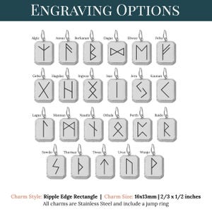 Ancient Rune Charm Pendant: Laser Engraved Silver or Gold Stainless Steel