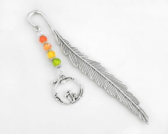 Mushroom Bookmark - Magic Mushrooms Charm Bookmark - Silver Botanical Charm - Cottagecore Gift Ideas - Tibetan Silver Beaded Bookmark