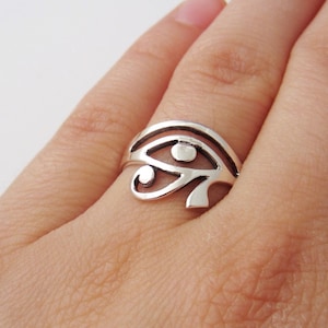 Egyptian Eye of Horus Ring 925 Sterling Silver Jewelry image 1