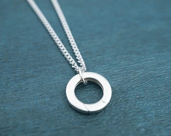 Ring or Charm Holder Necklace: Sterling Silver Jewelry, Lanyard Badge Holder