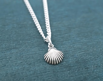 Sterling Silver Clam Shell Necklace: Minimalist Seashell Beach Jewelry