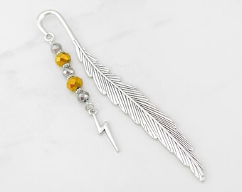 Lightning Bolt Bookmark - Wizard Gifts - Book Lover Gifts - Silver Metal Thunder Bolt Bookmark - Lightning Bolt Scar Charm Bookmark
