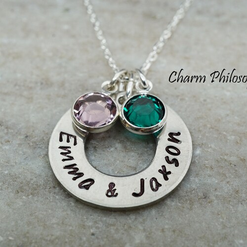 2 Baby Names Necklace Custom Mom of 2 
