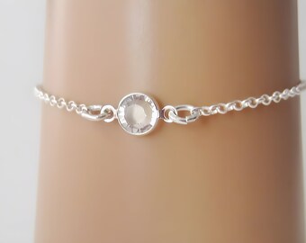 April Birthstone Bracelet - Preciosa Diamond Birthstone Anklet - 925 Sterling Silver - Dainty Minimalist Bracelet