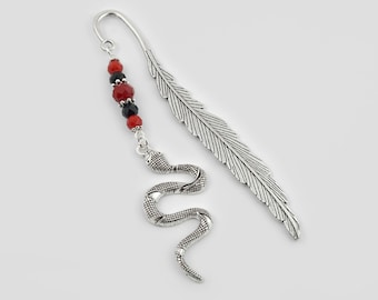 Snake Bookmark - Silver Snake Charm Bookmark - Reptile Bookmark - Boa Constrictor Bookmark - Python Snake Gifts - Snake Lover Gifts