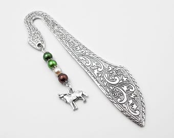 Wolf Bookmark: Beaded Animal Charm Book Marker, Howling Wolf Gifts