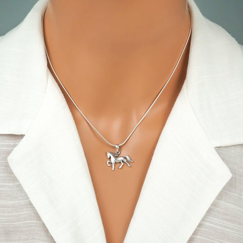 Galloping Horse Necklace - 925 Sterling Silver Jewelry - Horse Pendant - Horse Jewelry - Equestrian Jewelry - Horse Lover Gifts, Horse Gifts image 6