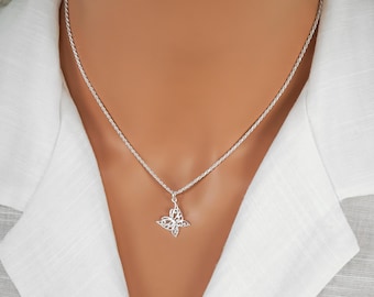 Sterling Silver Butterfly Necklace: Small Insect Charm Jewelry
