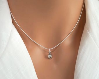 Lady Bug Necklace: Dainty 925 Sterling Silver Ladybug Charm Jewelry