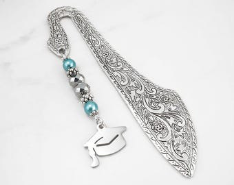 Graduation Bookmark - Graduation Cap Book Marker for Readers - Silver Charm Bookmark - Affordable Grad Gift for Him or Her