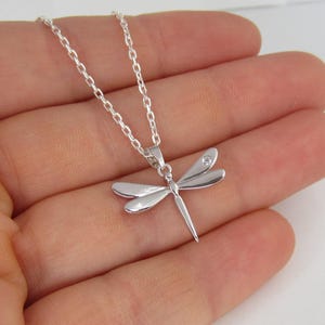 Dragonfly Necklace - 925 Sterling Silver Jewelry - Clear Cubic Zirconia Rhinestone - Dragonfly Pendant - Dragonfly Jewelry image 3