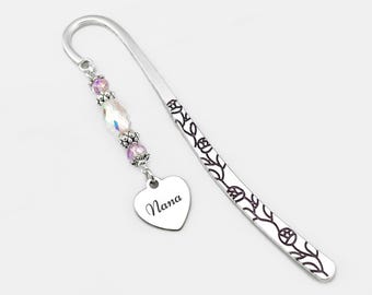 Nana Bookmark - Mother's Day Gift for Nana Gifts for Grandmother - Unique Beaded Charm Bookmark - Grandma Gifts - Nana Heart Charm Bookmark