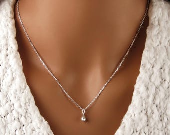 Tiny Teardrop Necklace - Dainty Necklace - Minimalist Jewelry - 925 Sterling Silver Tear Drop Charm - Simple Necklace - Minimal Necklace