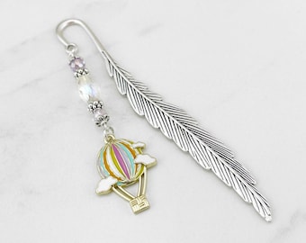 Hot Air Balloon Bookmark - Magical Book Lover Gifts - Hot Air Balloon Gift - Tibetan Silver Beaded Bookmark