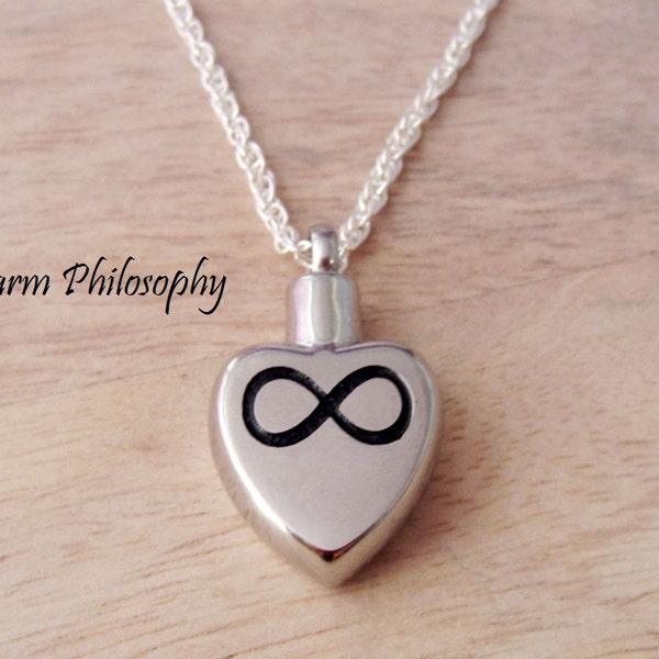 Infinity Heart Necklace - Hollow Pendant - Keepsake Jewelry - Ashes Urn Necklace - Memorial Jewelry