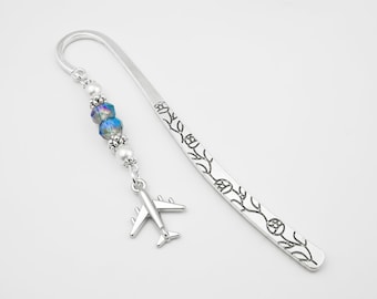 Airplane Bookmark - Travel Lover Gift for Pilot Gifts for Cabin Crew Gifts - Metal Beaded Bookmark - Flight Attendant Gifts