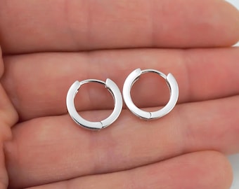 Small Huggie Hoop Earrings - 925 Sterling Silver Minimalist Hoops