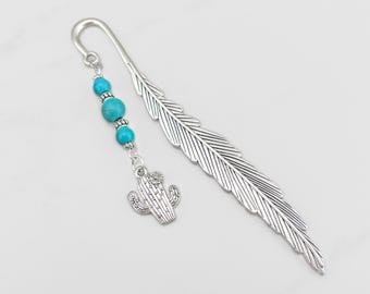 Cactus Bookmark: Metal Charm Beaded Book Marker for Plant Lovers