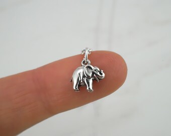 Elephant Necklace | Tiny 925 Sterling Silver Elephant Charm Necklace, Minimalist Necklace, Small Elephant Pendant, Elephant Gifts
