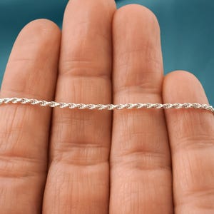 Sterling Silver Diamond Cut Rope Chain Necklace: 1.25mm, Lobster Clasp 画像 5