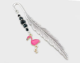 Pink Flamingo Bookmark - Unique Tibetan Silver Bookmark - Pink Bird Gifts - Flamingo Gifts - Pink Flamingo Stationary