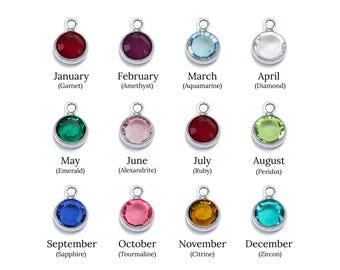 Preciosa Crystal Birthstone Charm - 6mm stone - Add on Personalized Silver Charms