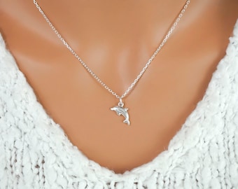 Sterling Silver Dolphin Necklace: Reversible Charm, Ocean Jewelry