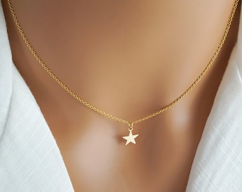 Gold Star Necklace - Thin Gold Filled Anchor Chain - Small Gold Star Charm Necklace - 14k Gold Filled Star Jewelry - Gold Filled Necklace