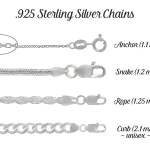 Sterling Silver Chain, Anchor, Rope, Curb, Snake, Finished Womens + Mens Necklaces imagen 1