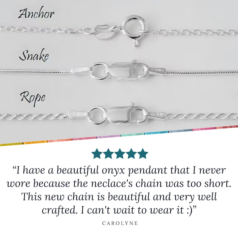 925 Sterling Silver Snake Chain - 1.2 mm - 14, 16, 18, 20, 22, 24 inches - Finished Chain with Lobster Clasp image 7