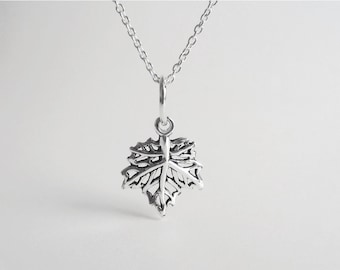 Sterling Silver Maple Leaf Charm Necklace: Canadian Jewelry