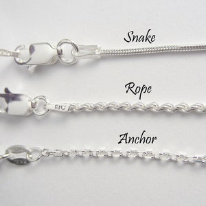 925 Sterling Silver Chain Anchor, Rope and Snake Chains 16 to 30 inches Finished Chain image 1